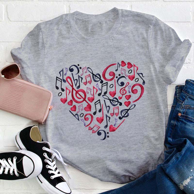 Musical Note Heart Teacher T-Shirt