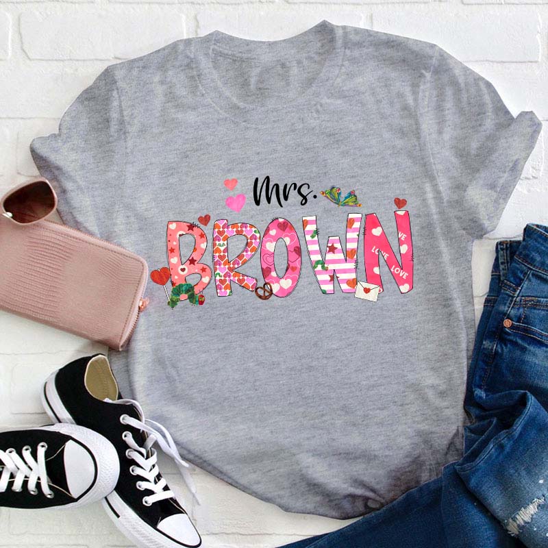 Personalized You Makes My Heart Flutter Butterfly Teacher T-Shirt