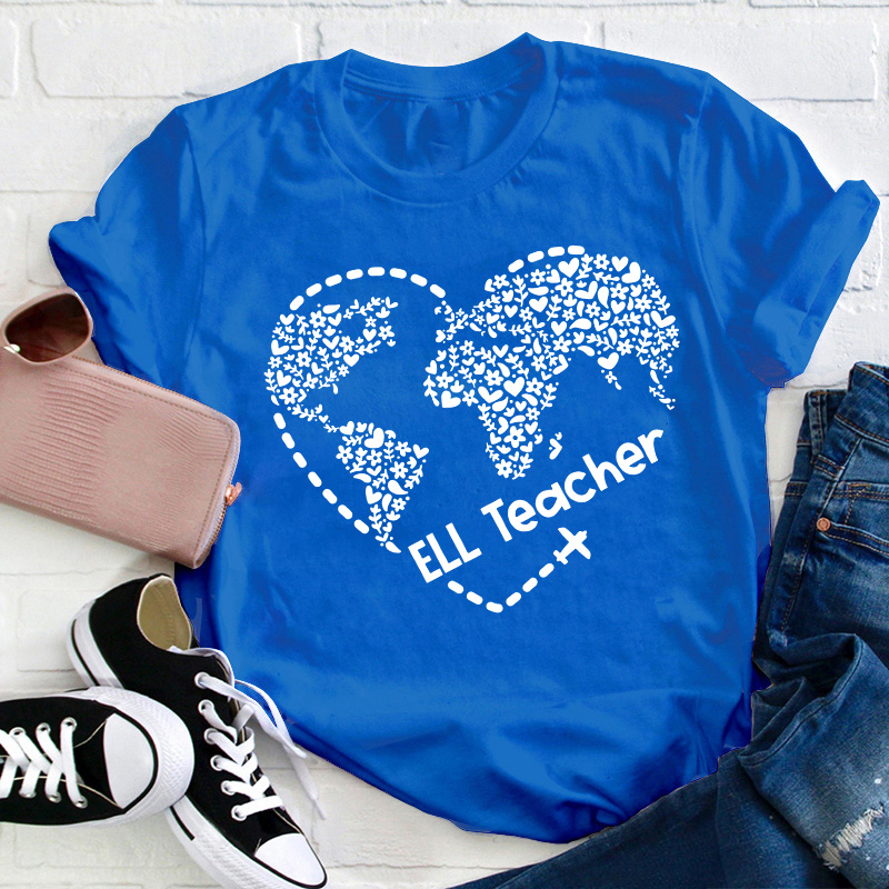 Ell Cute Heart Shape Teacher T-Shirt