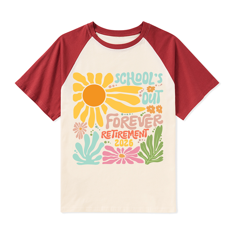 Personalized Colorful Sunflowers And Text Teacher Raglan T-Shirt
