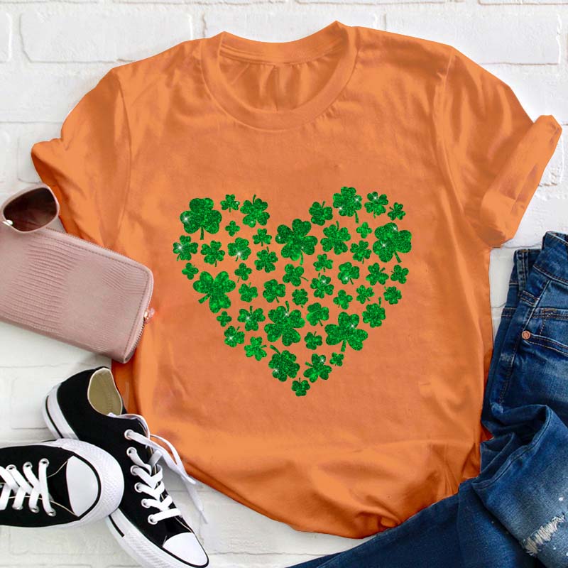 Heart Shamrock Teacher T-Shirt