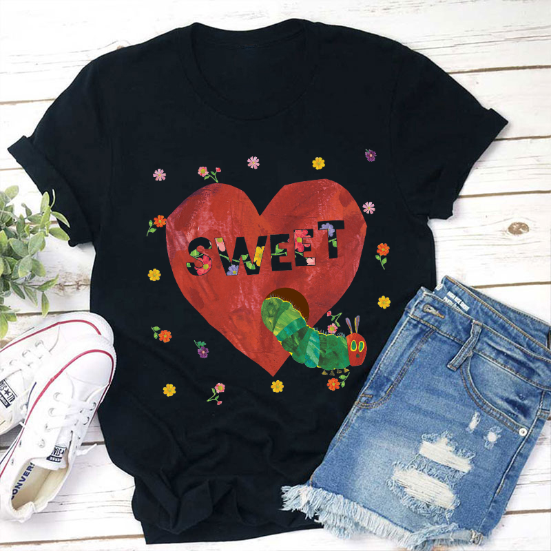 Sweet Heart Caterpillar Teacher T-Shirt