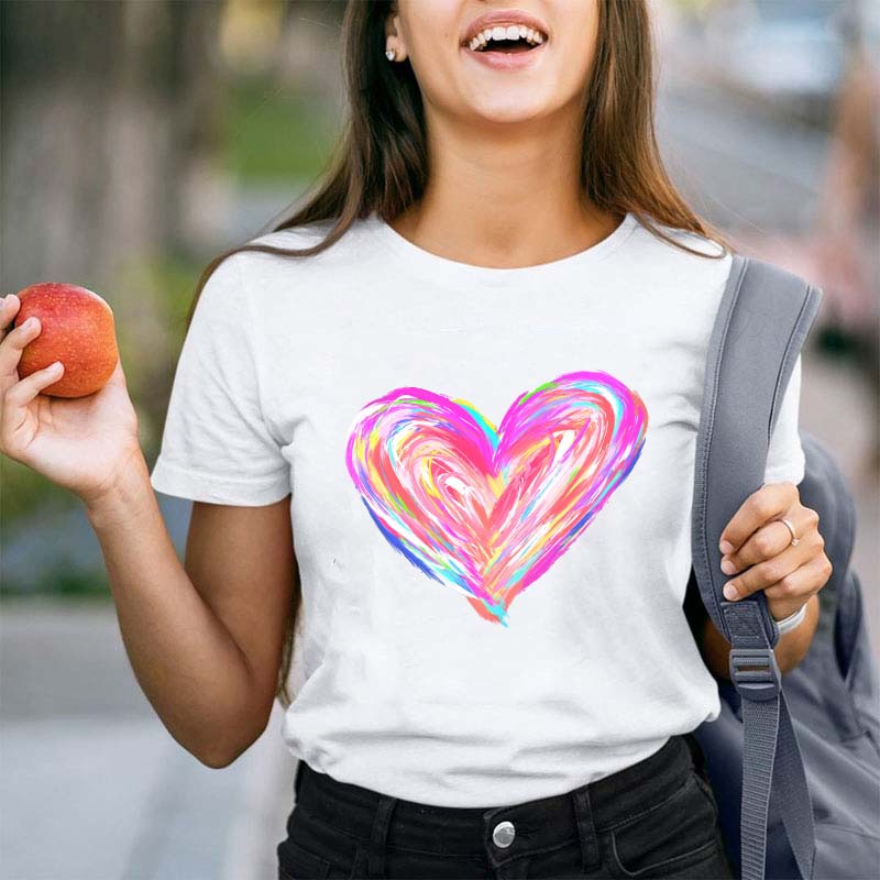 Colorful Rainbow Heart Teacher T-Shirt