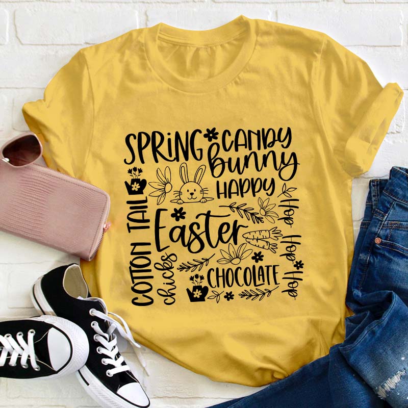 Happy Easter Spring Bunny Teacher T-Shirt