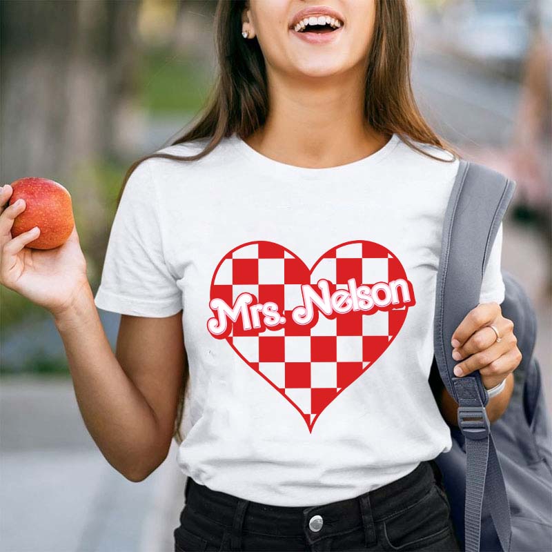 Personalized Name Heart Checker Teacher T-Shirt