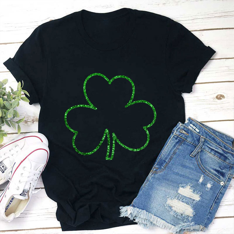 Glitter Shamrock Teacher T-Shirt Sale-Teachersgram