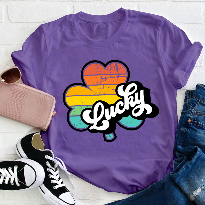 St. Patrick's Day Lucky Retro Teacher T-Shirt