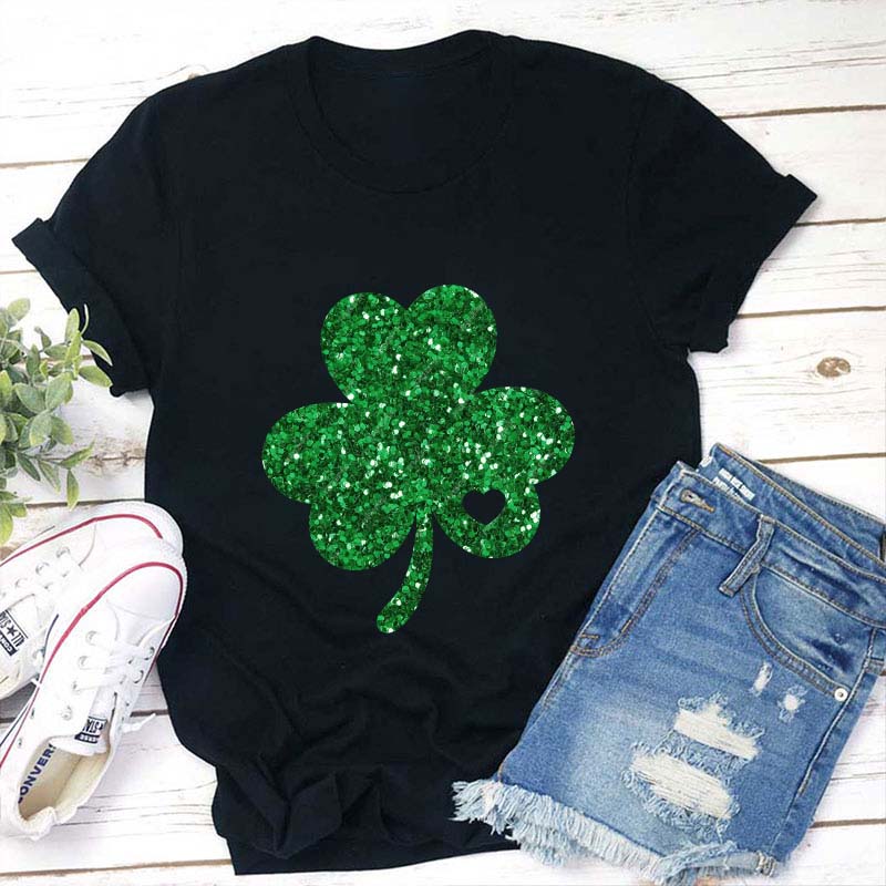 Glitter Shamrock Teacher T-Shirt