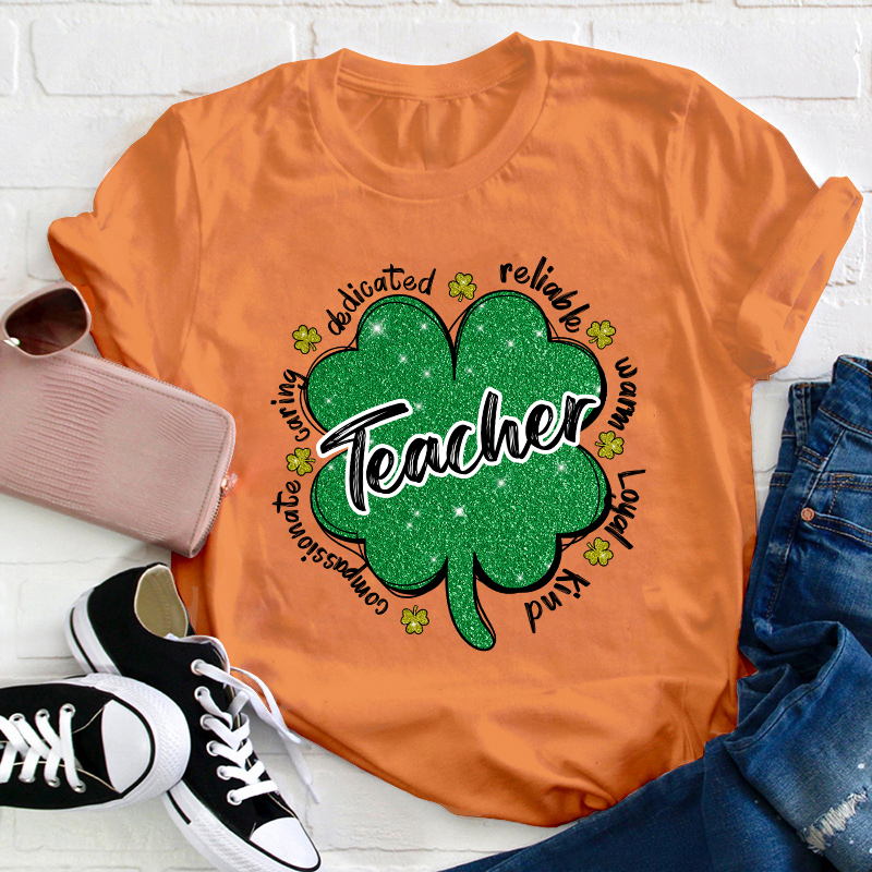 Glitter Motivate Shamrock Teacher T-Shirt
