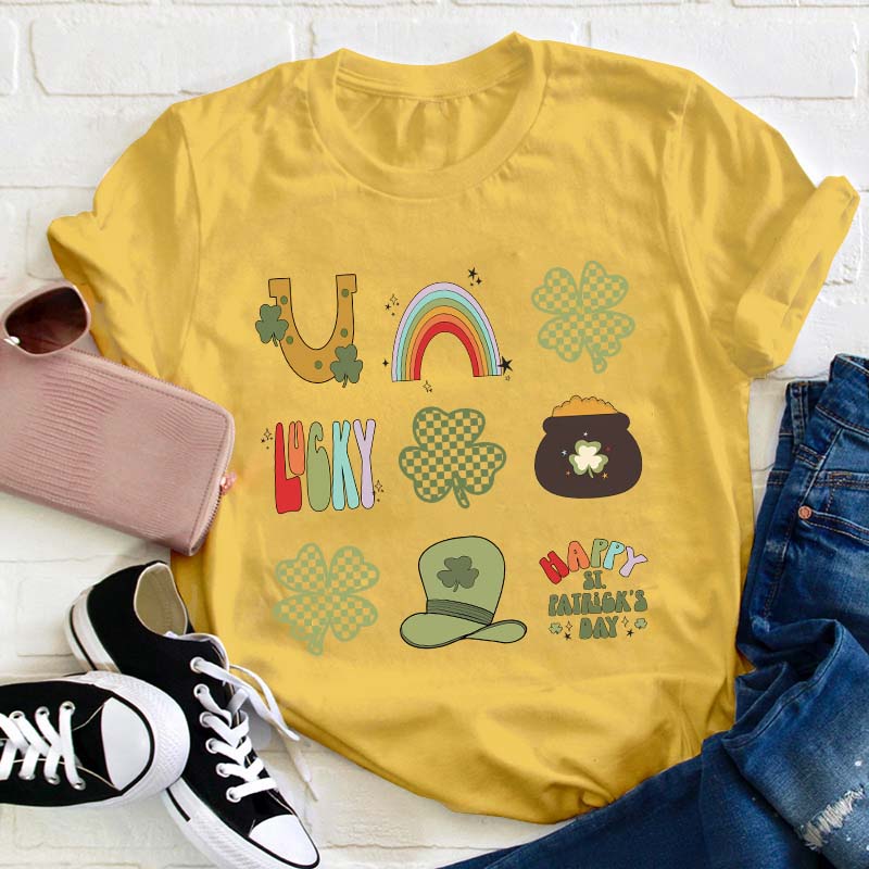 Happy St Patricks Day with Lucky Teacher T-Shirt
