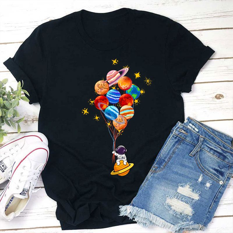 Space Balloon Astronaut Space Teacher T-Shirt Sale-Teachersgram