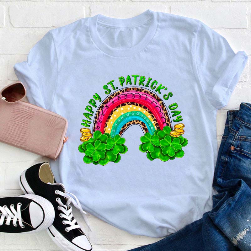 Happy St Patrick's Day Rainbow Teacher T-Shirt