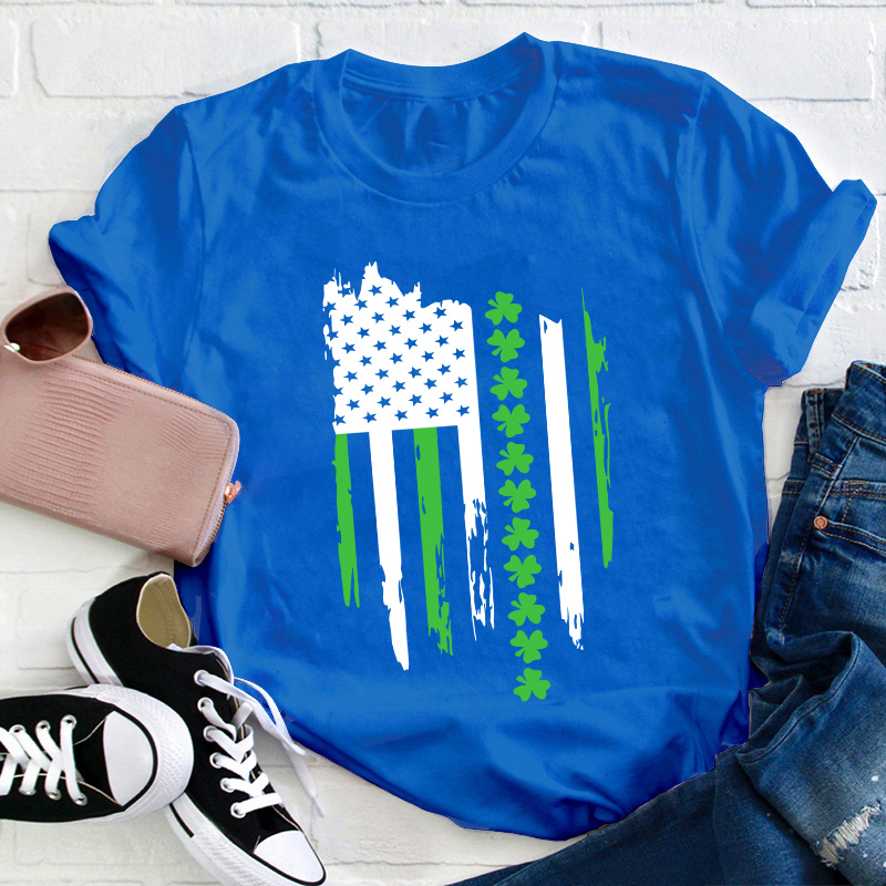 Happy St Patricks Day Flag Teacher T-Shirt