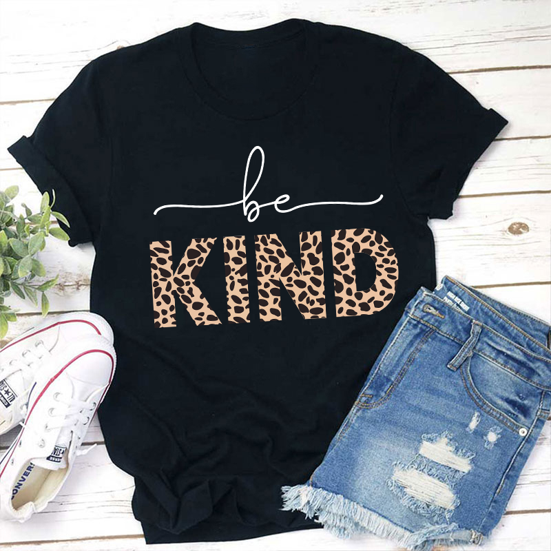 Leopard Be Kind Teacher T-Shirt Sale-Teachersgram