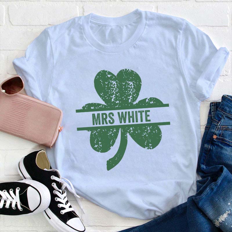 Personalized Lucky Clovers Teacher T-Shirt