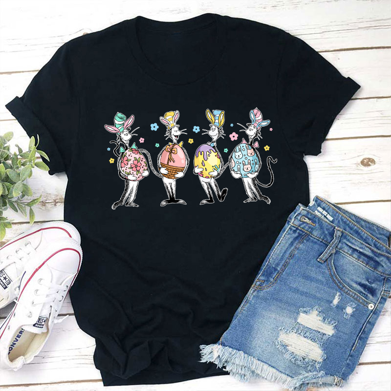 Happy Easter Cute Cat Teacher T-Shirt
