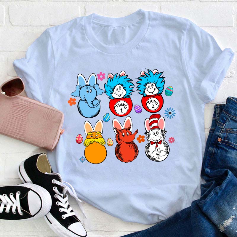 Easter Cartoon Bunny Teacher T-Shirt