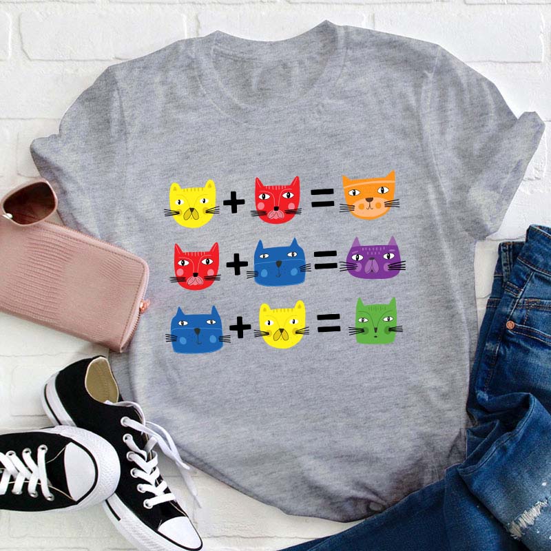 Cat Themed Color Theory Teacher T-Shirt