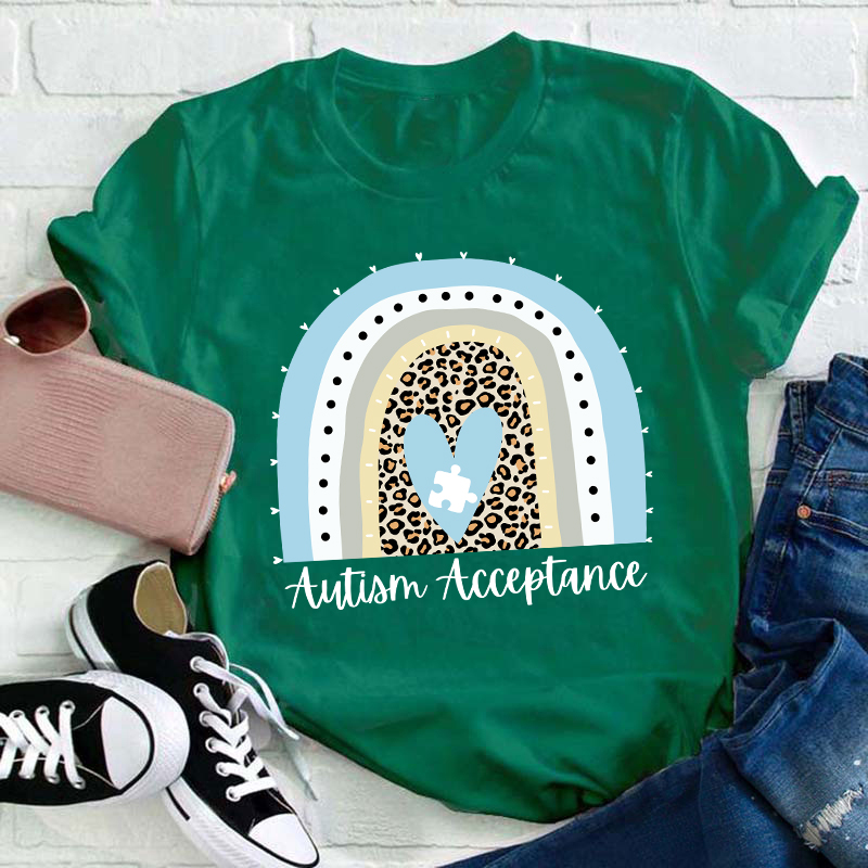 Autism Acceptance Rainbow Teacher T-Shirt