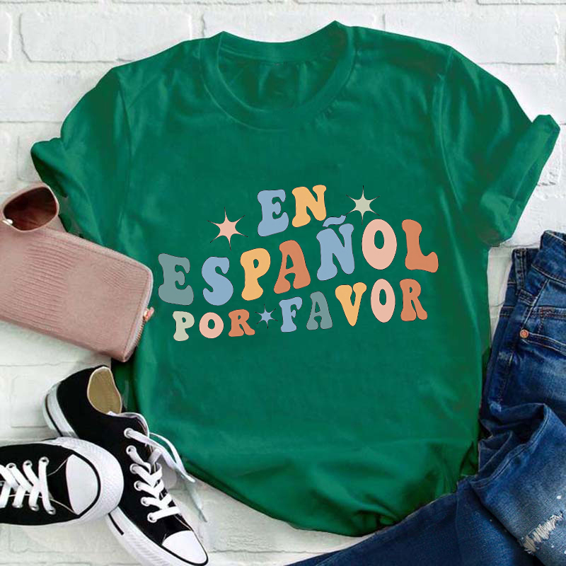 Retro En Español Por Favor Teacher T-Shirt