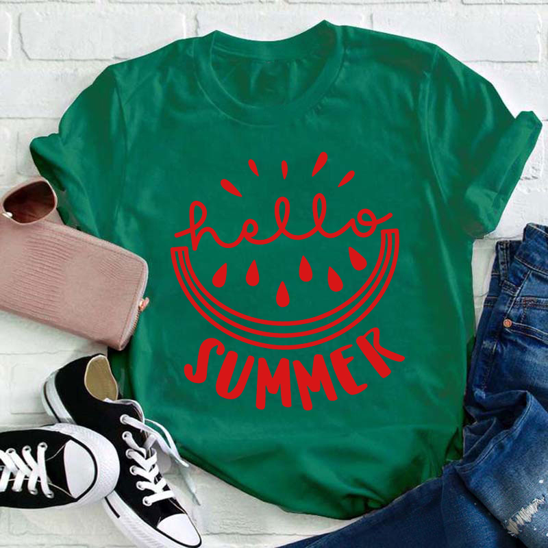 Watermelon Hello Summer Teacher T-Shirt