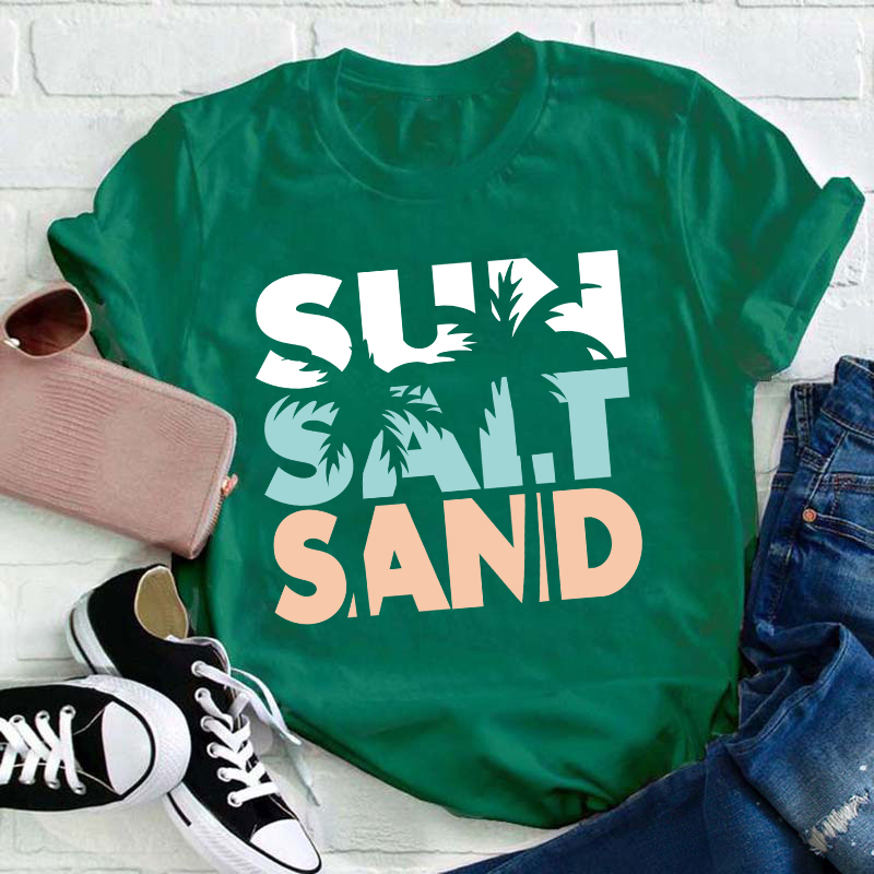 Sun Salt Sand Summer Teacher T-Shirt