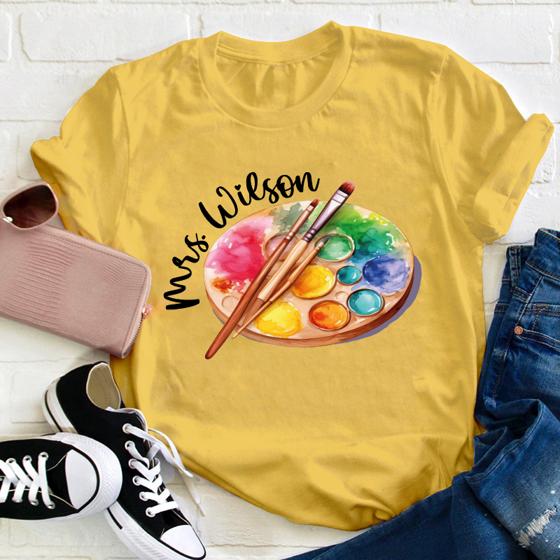 Personalized Artist Palette Teacher T-Shirt
