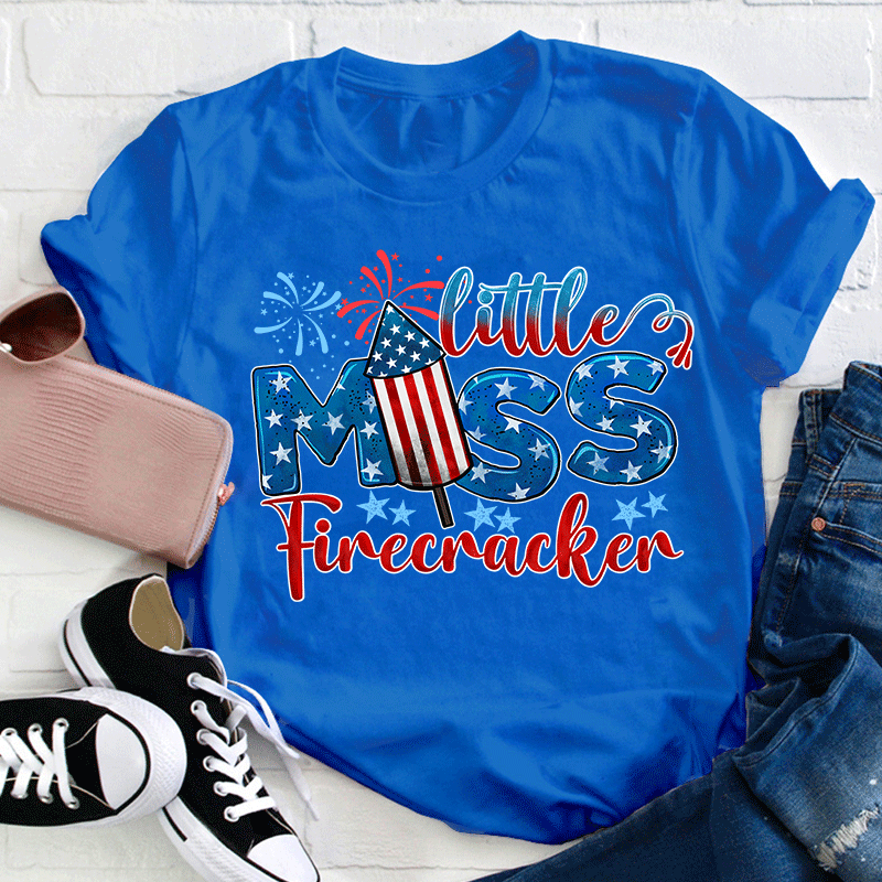 Little Miss Firecracker Teacher T-Shirt