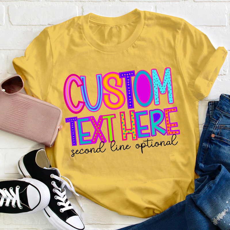 Personalized Name Neon Lights Teacher T-Shirt