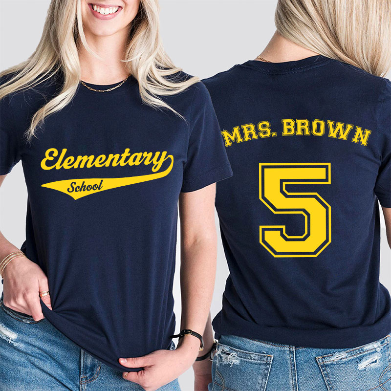 Personalized Sports Baseball Style Team Teacher Two Sided T-Shirt