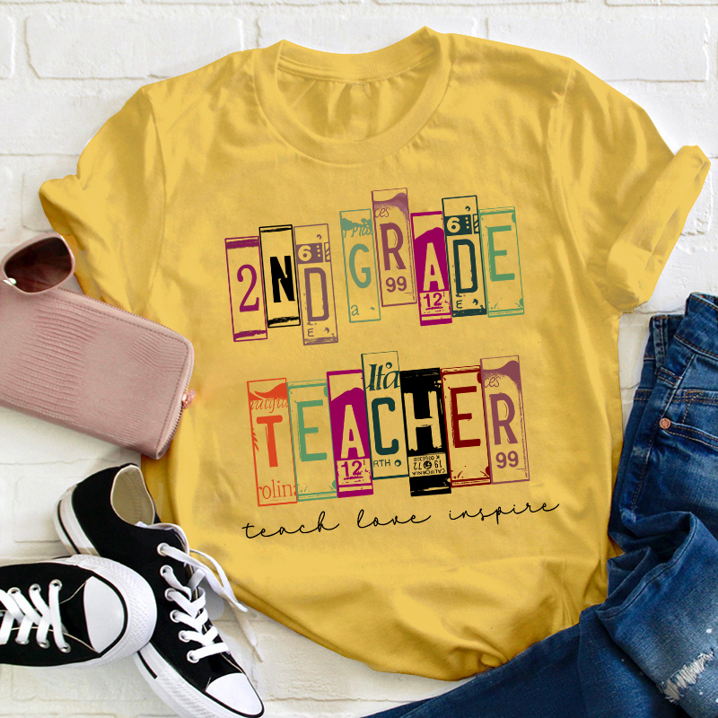 Personalized Retro License Plate Style Teacher T-Shirt