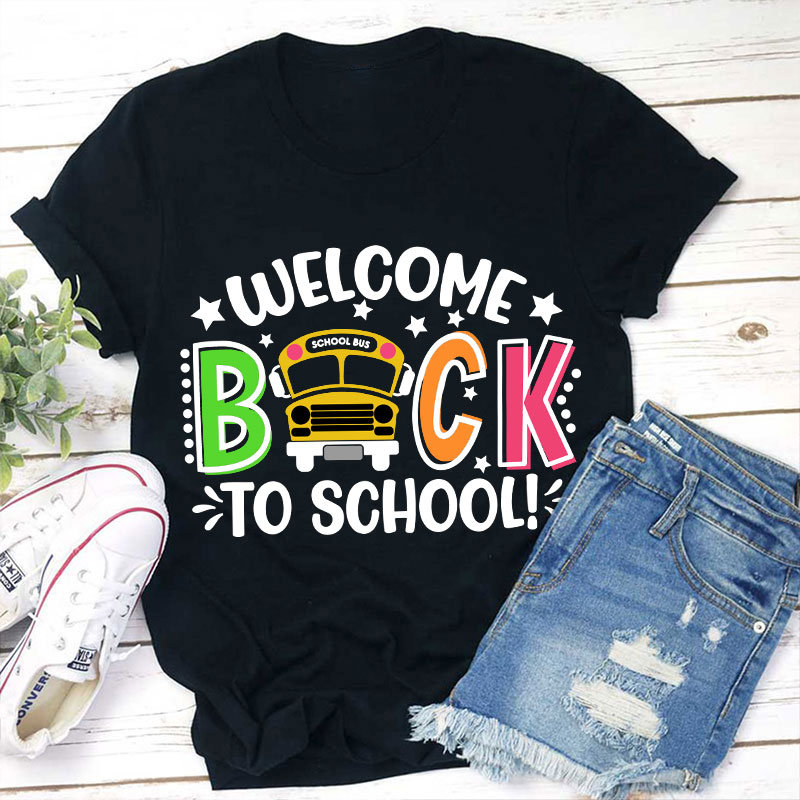 Welcome Back To School School Bus Print Teacher T-Shirt