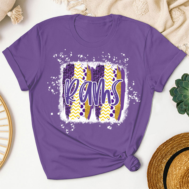 Personalized Brush Stroke Bleached Spirit Mascot Teacher T-Shirt