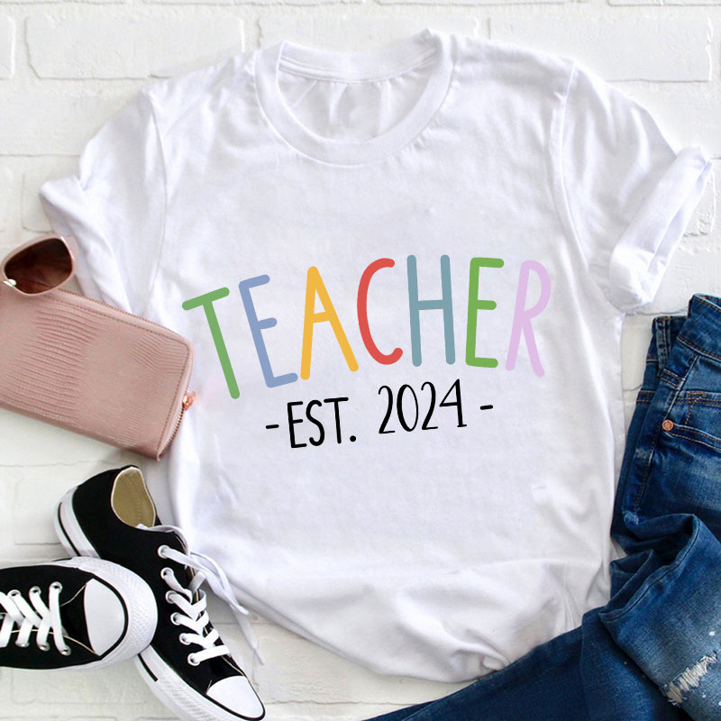 Personalized Year Teacher Est. 2024 Teacher T-Shirt