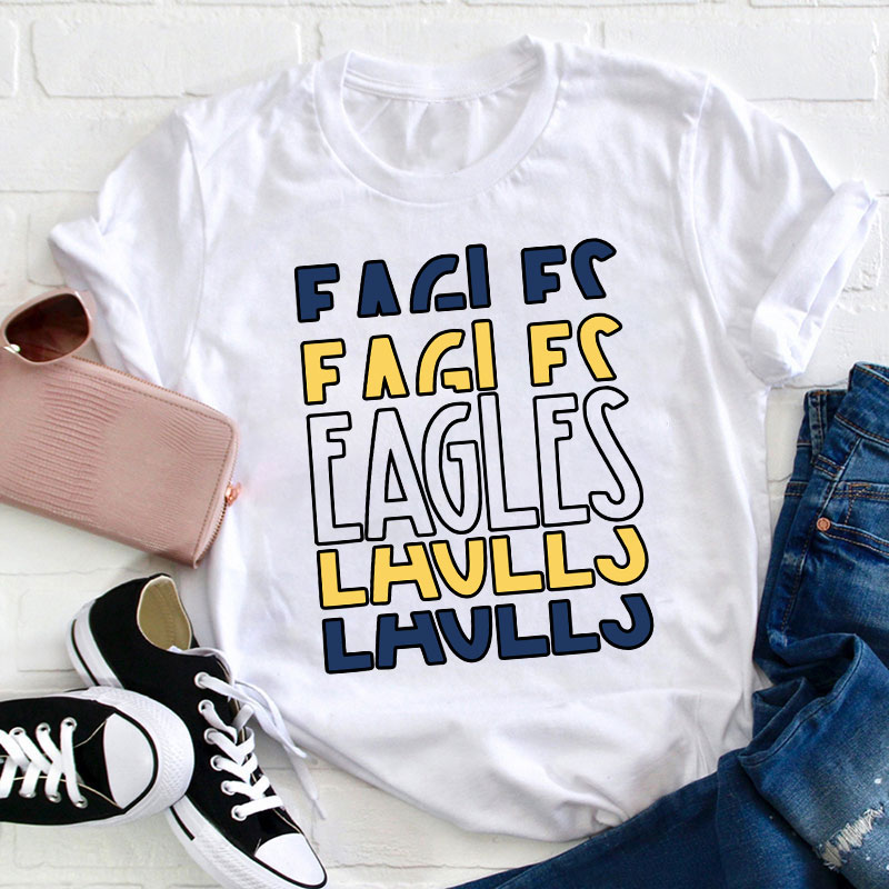 Personalized Name Retro Stacked Teacher T-Shirt