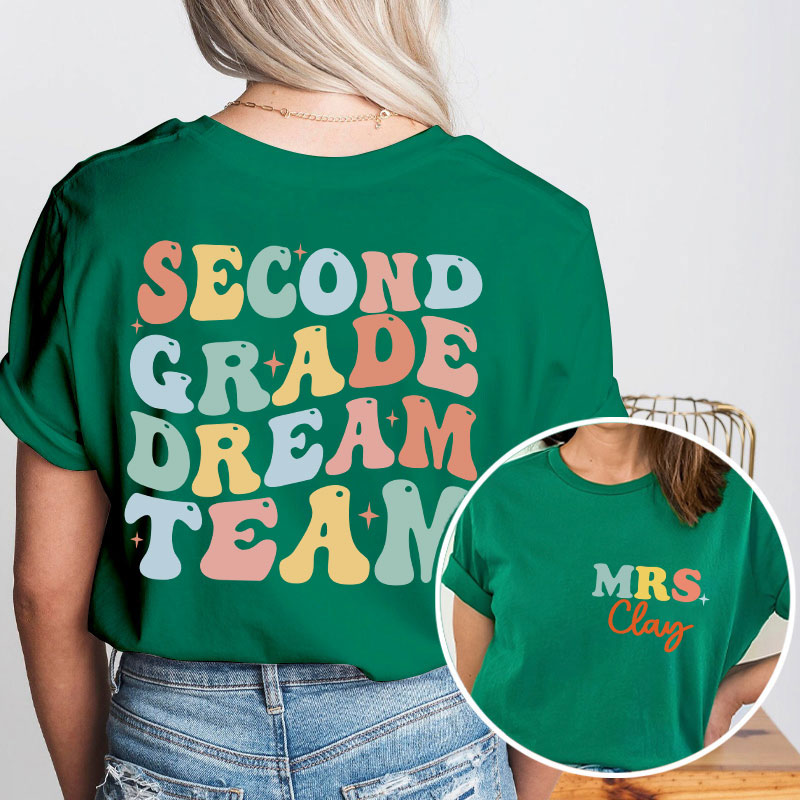 Personalized Sparking Dream Team Teacher Two Sided T-Shirt