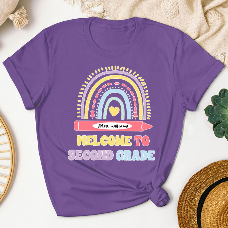 Personalized Cute Rainbow Teacher T-Shirt