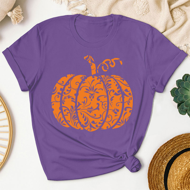 Floral Pumpkin Teacher T-Shirt