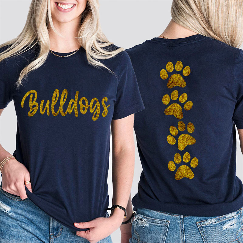 Personalized Mascot And Paw Game Day Teacher Two Sided T-Shirt