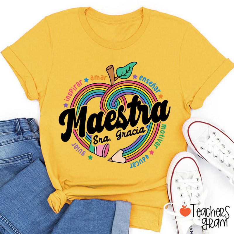 Personalized Inspirar Amar Maestra Spanish Teacher T-Shirt