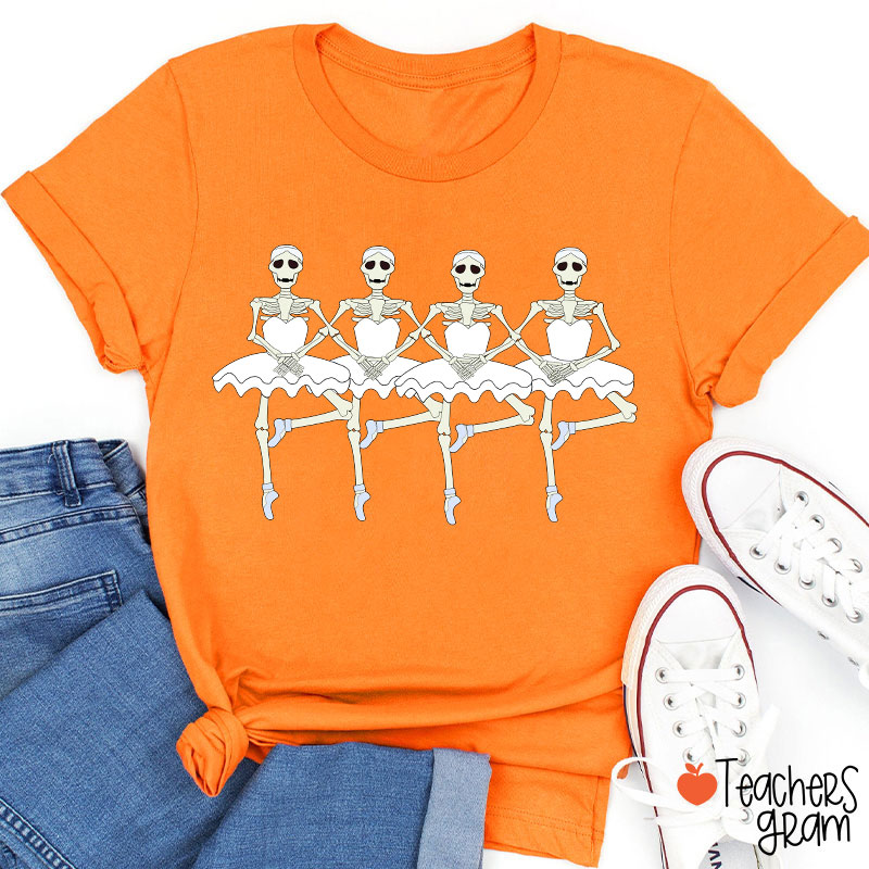 Ballerina Skeletons Halloween Dance Teacher T-Shirt