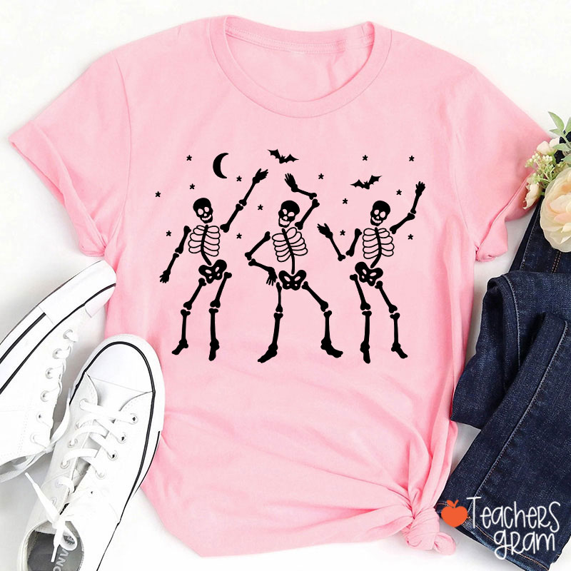 Dance Skeleton Bat Halloween Teacher T-Shirt