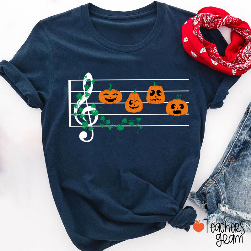 Pumpkins Music Notes Halloween Teacher T-Shirt