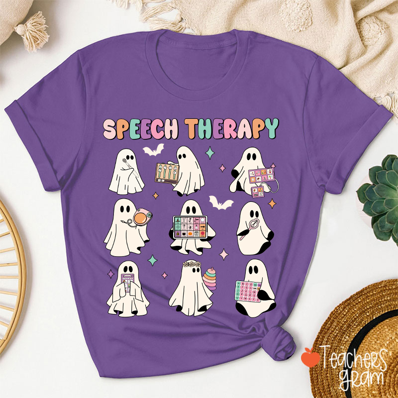 Speech Therapy Cute Ghosts Teacher T-Shirt