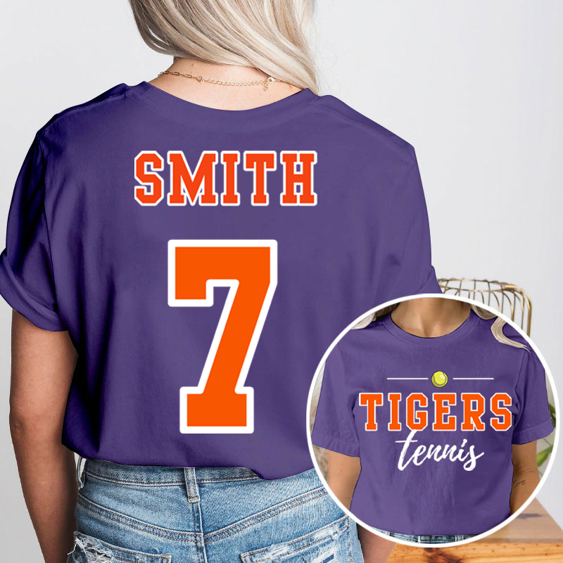 Personalized Mascot Sport Name And Number Game Day Teacher Two Sided T-Shirt