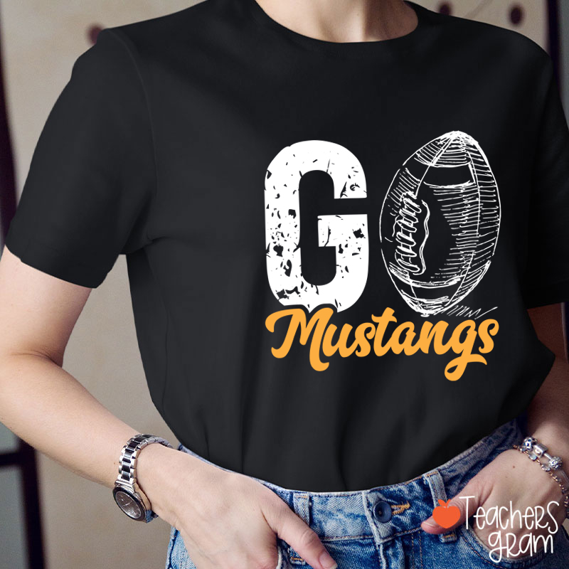 Personalized School Mascot Go Football Teacher T-Shirt