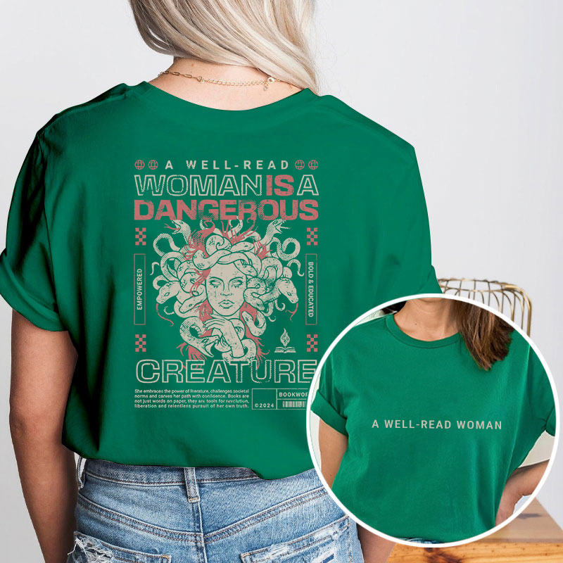 A Well Read Woman Teacher Two Sided T-Shirt