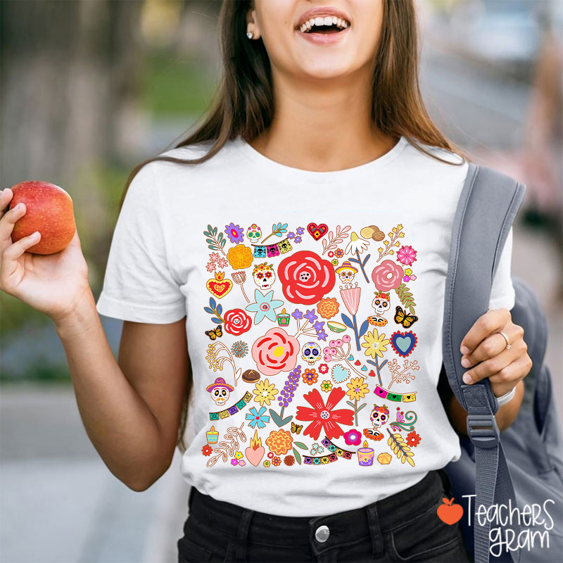 Dia De Los Muertos Mexican Art Spanish Teacher T-Shirt