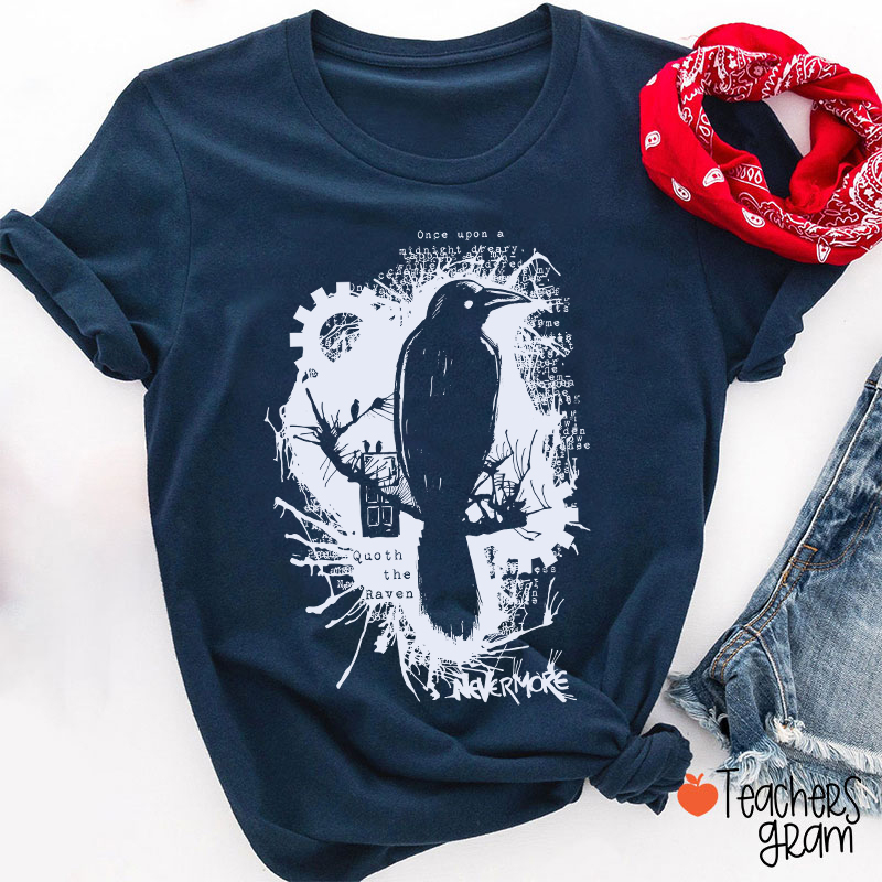 Nevermore Raven Halloween Teacher T-Shirt