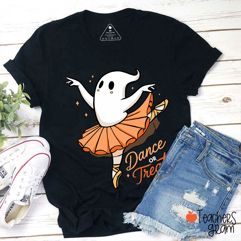Dance Or Treat Ghost Halloween Teacher T-Shirt